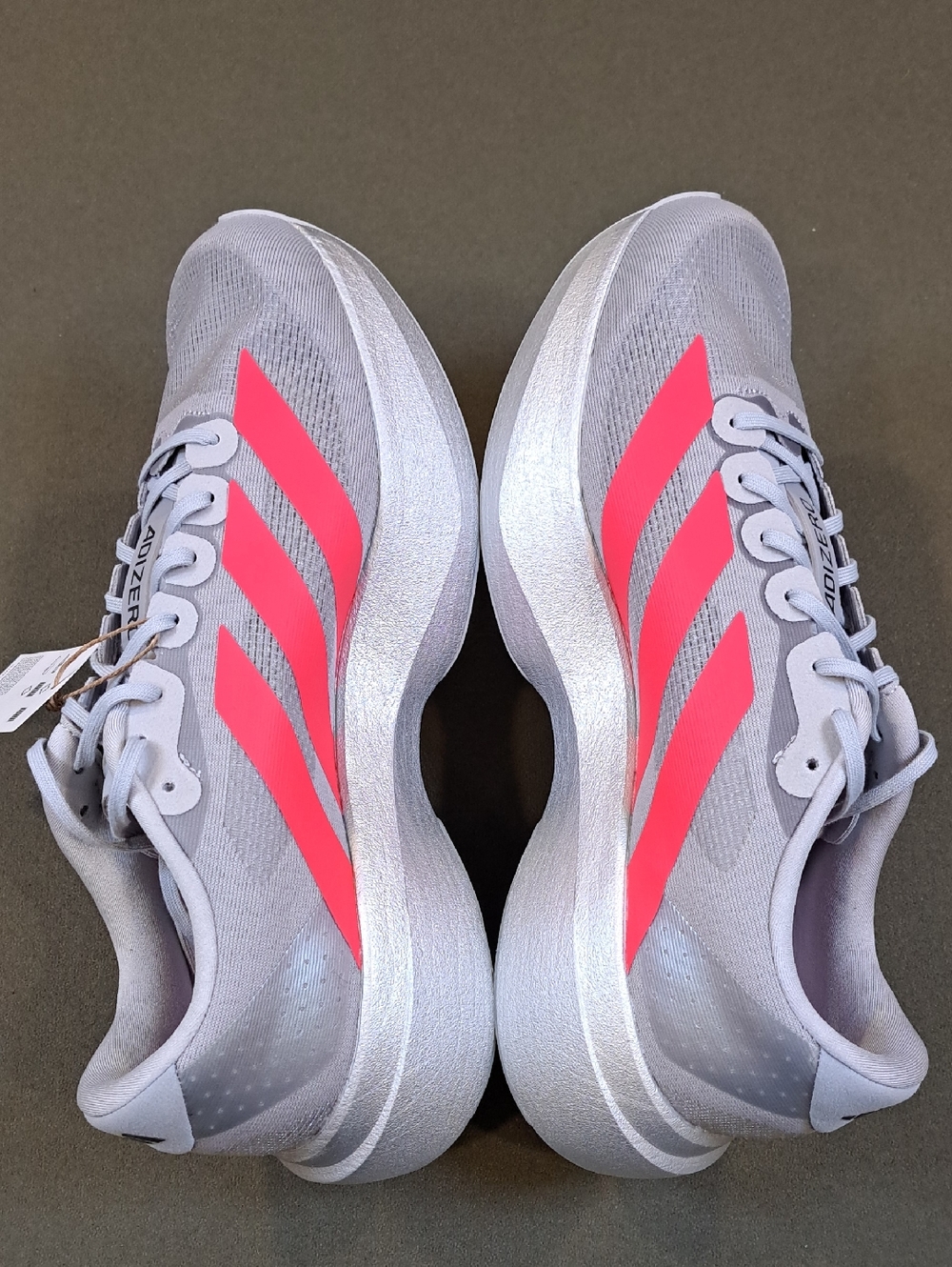 Adidas Adizero EVO SL Shoes - Color: Silver/Red/Iron - Size: Men 9 - Picture 6 of 10